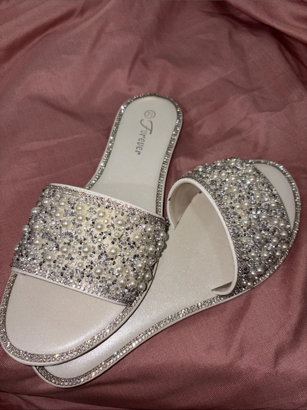 Forever 21 Ivory Pearl & Crystal sandals